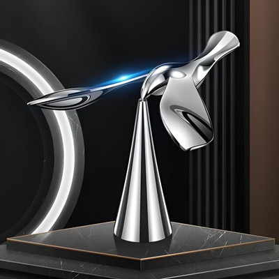 Groww Tech Self Balancing Bird for Home Decor,Office,TabletopDecoration Silver Decorative Showpiece  -  12 cm(Steel, Silver)