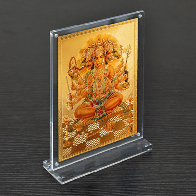 HAWAI Gold Plated Panchmukhi Hanuman Bajrang BaliPhoto with Acrylic Frame(8x5.8 in) Religious Frame