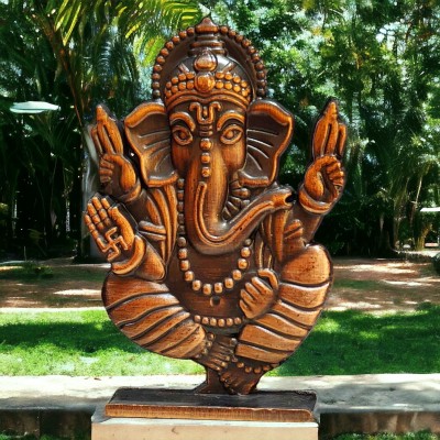 Shiv Jagdamba Religious Lord Shri Ganesh for Car Accessories for Dash Board Decorative Showpiece  -  4 cm(Metal, Brown)