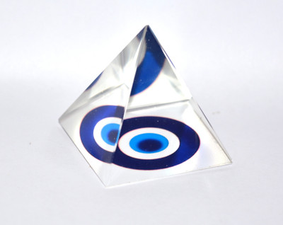 ONRR Collections Evil-Eye Crystal Pyramid for Positive Energy and Vastu Correction Decorative Showpiece  -  4 cm(Crystal, Clear)