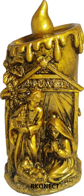 Delhi Gift House Antic Jesus Candle Decorative Showpiece for Home & Prayer Room Decorative Showpiece  -  13.5 cm(Polyresin, Gold)
