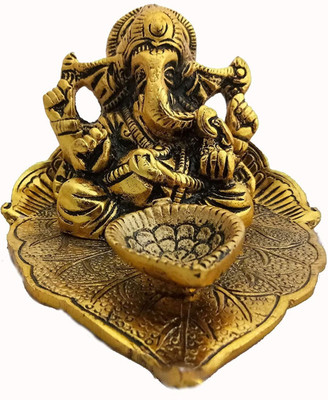 SBBCO Ganesh Decorative Showpiece  -  7 cm(Aluminium, Gold)