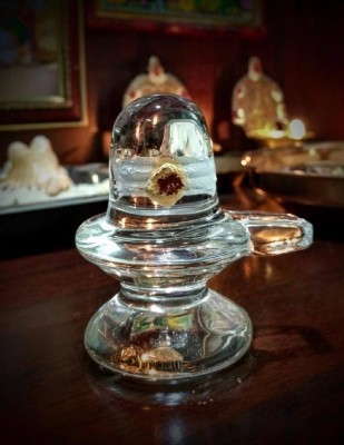 Denique Glass shivling,Pure Crystal Lingam for Home Pooja Decorative Showpiece Decorative Showpiece  -  5 cm(Glass, Clear)