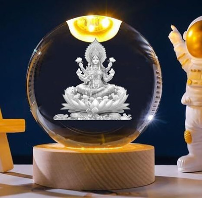 VARIYAENTERPRISE28 3D Crystal Ball Night Lamp – Laxmi Ji Decorative Showpiece  -  6 cm(Crystal, Clear)
