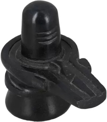 BUY N RELAX Natural Marble Stone Shiva Lingam Shiv Ling Idol Murti, Small 2 Inch Decorative Showpiece  -  10 cm(Marble, Black)