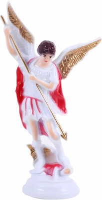 The Men Gift Archangel St Michael Statue for Home Altar for Decoration Decorative Showpiece  -  13 cm(Plastic, White, Red)