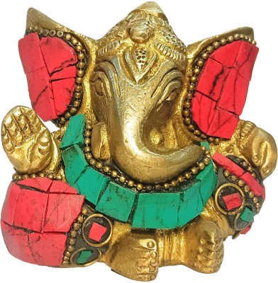 athizay Lord Ganesha Decorative Showpiece  -  6.5 cm(Brass, Multicolor)