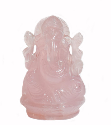 Maureen Maureen Natural Rose Quartz Ganesha Idol Stone Religious Idol (D-5) Decorative Showpiece  -  14 cm(Crystal, Pink)