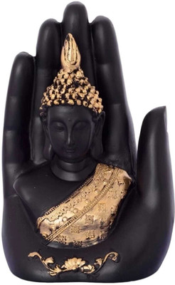 ND COLLECTION Palm Buddha showpiece/Hand Buddha showpiece for Home & Office décor by Decorative Showpiece  -  15 cm(Polyresin, Black, Gold)