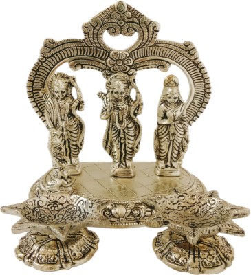 GIFTCITY Metal Ram Darbar, Ram laxman Sita And Hanuman Idol Murti With 2Jyot Diya And Box Decorative Showpiece  -  17 cm(Silver Plated, Metal, Silver)