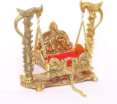 Koolwal craft Krishna Jhula, Laddu Gopal Jhula, For Home And Office Jhula Decorative Showpiece  -  16.5 cm(Metal, Gold)