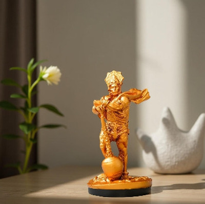 SMK ENTERPRISES Lord Hanuman Ji Idol| Statue for Home Temple,Car Dashboard,Office Desk Decorative Showpiece  -  11 cm(Resin, Gold)
