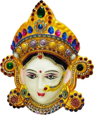 Poojnam Polyfibre Goddess Mata Maha Lakshmi (Laxmi) Mukhota - Yellow Color 6 inch Decorative Showpiece  -  3.5 cm(Fiber, Yellow)