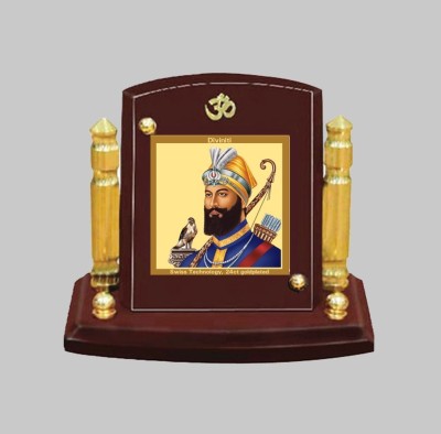 DIVINITI Guri Gobind Singh Idol PhotoFrame & CarDashboard Table Décor|MDF 1B P+ Decorative Showpiece  -  7 cm(Wood, Brown)