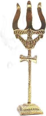 RBHKJ Lord Shiva Trishul Mahadev's Energized for Car Dashboard/Temple Decorative Showpiece  -  19 cm(Brass, Gold)