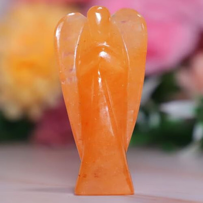 Crystal Divine Citrine Angel Figurines and Statues for Home Decor Items & Decorative Items Decorative Showpiece  -  8 cm(Crystal, Yellow)
