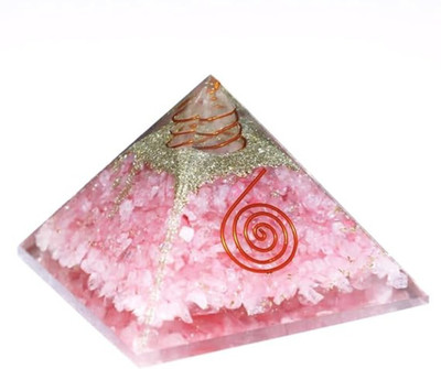 DIVINE CRYSTAL TREASURES Rose Quartz Orgone Pyramid Decorative Showpiece  -  5.2 cm(Crystal, Pink)