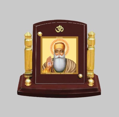 DIVINITI Guru Nanak Ji Idol Photo Frame & Car Dashboard Table Décor|MDF 1B P+ Decorative Showpiece  -  7 cm(Wood, Brown)