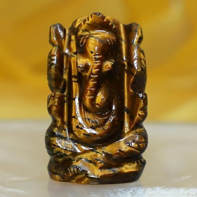 Crystal Divine Tiger Eye Crystal Pocket Ganesha Idol For home decor Items & Decorative Items Decorative Showpiece  -  6.3 cm(Crystal, Brown)
