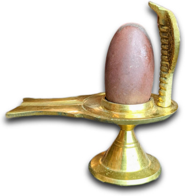 Govindam Original Narmadeshwar Shivling with Brass Jaladhari Stand - Shivling for pooja Decorative Showpiece  -  9.5 cm(Brass, Gold)