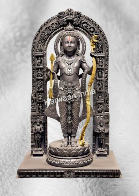 KARWAAN Ram Lalla 2D MDF Cutout of Ram Lalla Statue in Ayodhya Mandir Decorative Showpiece  -  15 cm(Wood, Black)