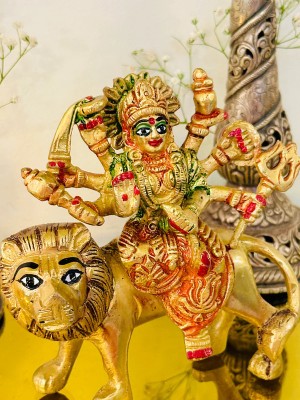 Dhwani Astro Brass Durga Mata Idol (5inch) 834g - Abhimantrit Decorative Showpiece  -  12.5 cm(Brass, Gold)