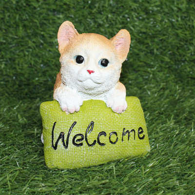 Craftpitaraa Welcome Figurine Cat Decorations Showpiece Home, Office, Table Décor Green-Brown Decorative Showpiece  -  12 cm(Resin, Green)