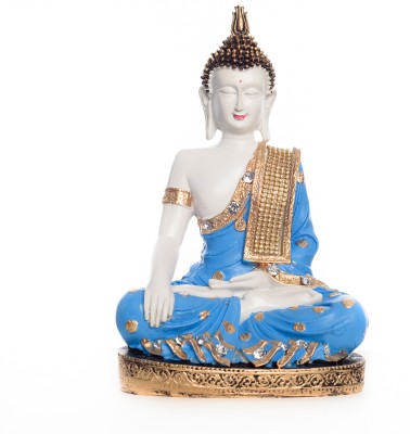 eCraftIndia Meditating Lord Buddha - Blue Decorative Showpiece  -  27.94 cm(Polyresin, Blue, White)