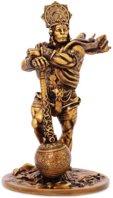 COLONIZ Hanuman Murti Statue for Gift (Pack-1) Height -4.33 Inch Decorative Showpiece  -  11 cm(Resin, Gold)