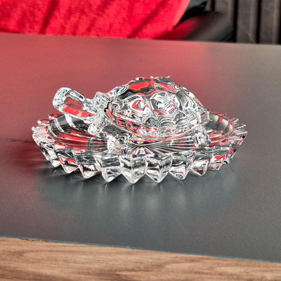 SBBCO Crystal Tortoise and Plate for Vastu Career Good Luck Decorative Showpiece  -  12 cm(Crystal, White)