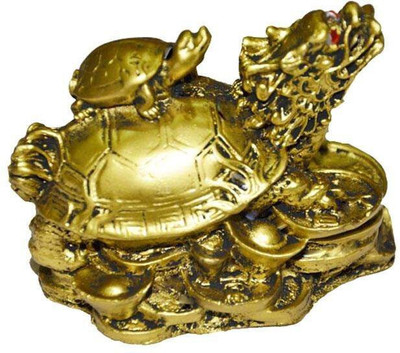 SS GALLERY SR43 DRAGON TORTOISE WITH BABY TORTOISE SR43 Decorative Showpiece  -  6 cm(Polyresin, Gold)