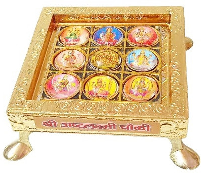 Balaji Traders Balaji Traders - Shri Astha Laxmi Chowki Decorative Showpiece  -  19 cm(Wood, Multicolor)