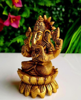 CPYFASHION Premium Brass Lakshmi Ganesha Idol for Puja & Home Décor Decorative Showpiece  -  8 cm(Brass, Copper)