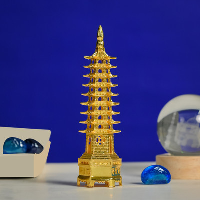 Spiricon Metal Education Tower for Success: A Powerful Symbol of Good Luck & Achievement Decorative Showpiece  -  13 cm(Metal, Gold)