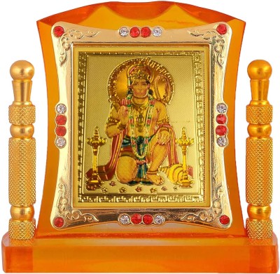 Awesome Craft Gold Plated Hanuman God Idol For Car Dashboard Decorative Showpiece  -  7.5 cm(Glass, Multicolor)