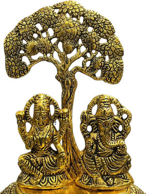 Kaarvee Decore Golden Laxmi Ganesh Tree Religious Showpiece Decorative Showpiece  -  17.7 cm(Aluminium, Gold)