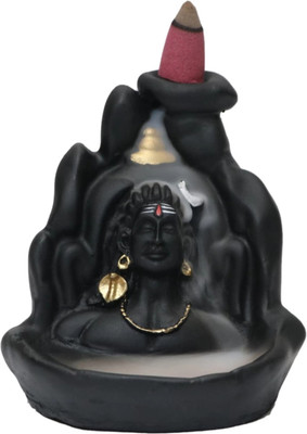 Shivaya Lord Adiyogi Shiva Smoke Fountain With 20 Backflow Smoke Cones Decorative Showpiece - 10 cm(Resin, Black)