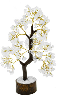 vastu vardan Vastu Crystal Clear Quartz Tree 300 Beads Tree/ Crystal Tree For Home Decor Decorative Showpiece  -  26 cm(Stone, White)