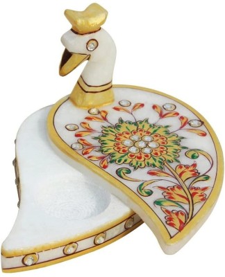 Vedant Decorative Marble Kumkum Box/Sindoor Dibbi/Pill Box Showpiece Gifts Decorative Showpiece  -  7.5 cm(Marble, Multicolor)