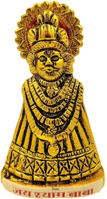 BRIJ HAAT Metal Baba khatu Shyam ji Figurine Gold (@10cm) Decorative Showpiece  -  18 cm(Metal, Gold)