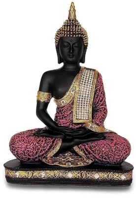 36 gun serve sampaan Sitting Lord Samadhi Buddha Idol Statue Showpiece for Home & Office Decorative Showpiece  -  23 cm(Polyresin, Black, Pink)