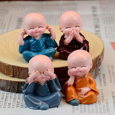 Vivan Creation 4 PCS MONK SET-01 Decorative Showpiece  -  5.85 cm(Fiber, Multicolor)