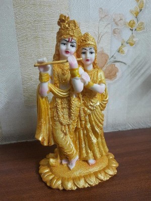 ShriRamHR Radha Krishna 02 Decorative Showpiece  -  18 cm(Polyresin, Gold)