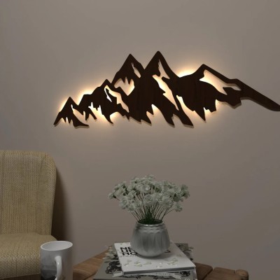 Dekorstation Himalayan Mountain Backlit Wall Art & Night Light for Indoor Wall Decoration Decorative Showpiece  -  23 cm(Wood, Brown)