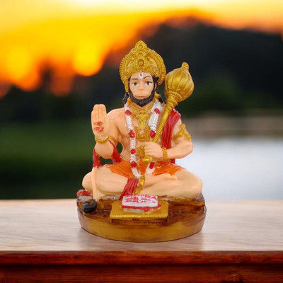 Muskan Divine Hanuman ji Idol For Car Dashboard and Prayer Room With Hanuman Chalisa Decorative Showpiece  -  9 cm(Polyresin, Multicolor)