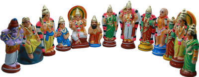 Puja N Pujari Subramanya Swamy Temple Golu Dolls Set - Kolu Bommai Bommalu Set for Dussera Decorative Showpiece  -  28 cm(Clay, Multicolor)