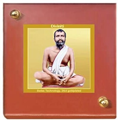 DIVINITI 24K Gold Plated Ramakrishna Photo Frame For Car Dashboard, Table (Pack of 2) Decorative Showpiece  -  7 cm(Gold Plated, Multicolor)