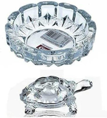 APNA KANHA Crystal Turtle With Plate Decorative Showpiece  -  7 cm(Crystal, Clear)