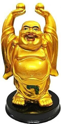 ved online mart Golden Laughing Buddha Holding Two Balls Ideal Gift for Home & Office Decoration Decorative Showpiece  -  13 cm(Resin, Gold)