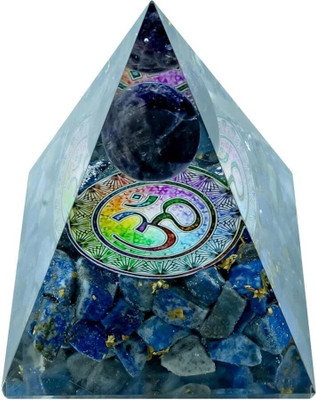 vastu vardan Vastu Crystal Om Lapis Lazuli Ball Pyramid (3 INCH)/ Crystal Pyramid Showpiece Decorative Showpiece  -  7.62 cm(Crystal, Blue)